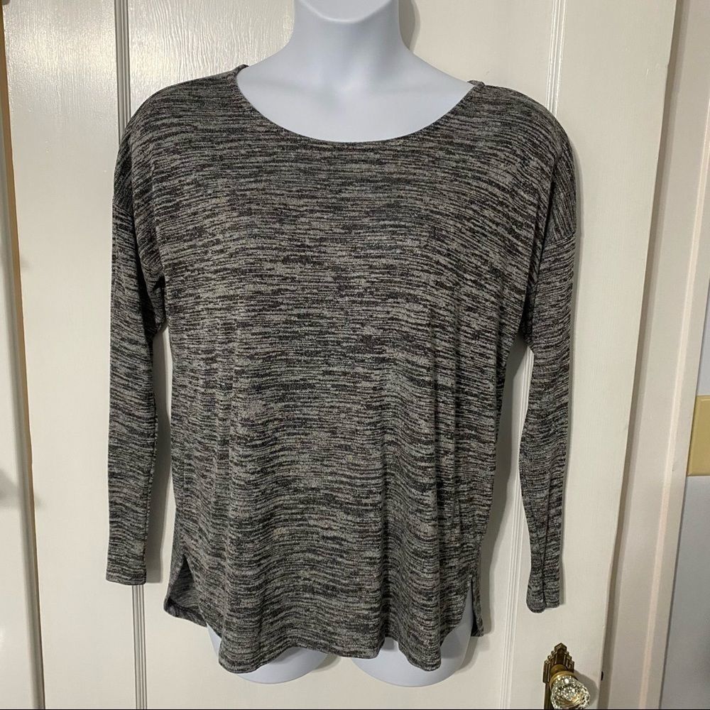 Women’s Attention black grey long sleeve ombré blouse shirt top size XL